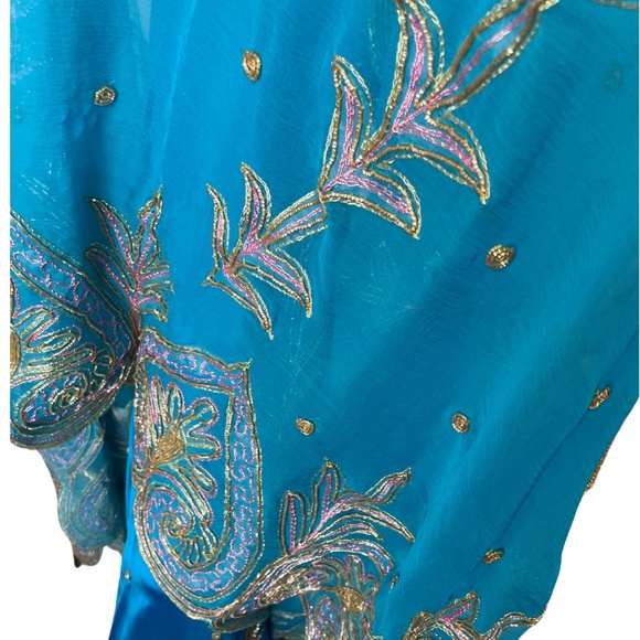 Blue Lengha with Dupatta - Picture 13 of 15